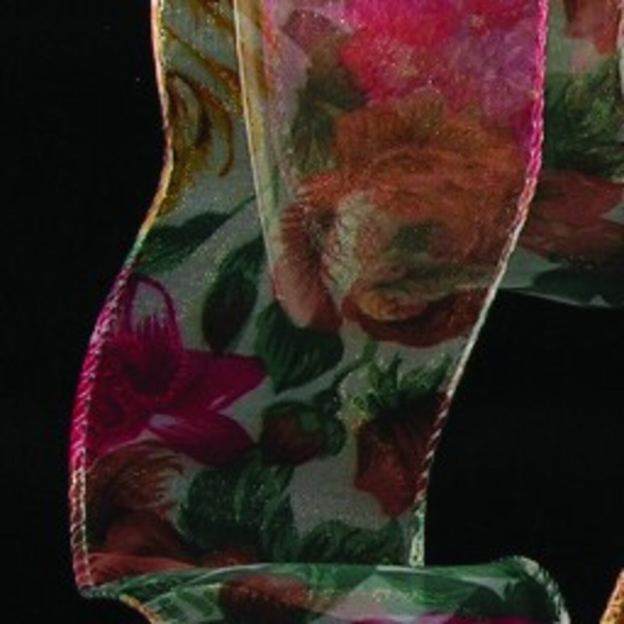 The Ribbon People Vibrantly Colored Sheer Woodland Floral Wire Edged Craft Ribbon 2" x 80 Yards